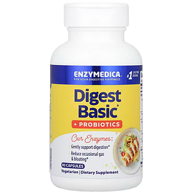 Ферменти та пробіотики, Digest Basic + Probiotics, Enzymedica, 90 капсул yY.