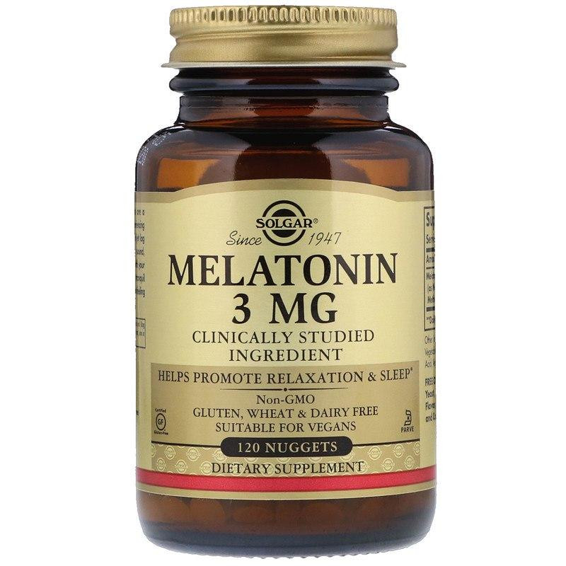 Мелатонін, Melatonin, Solgar, 3 мг, 120  таблеток для розжовування yY., фото 1