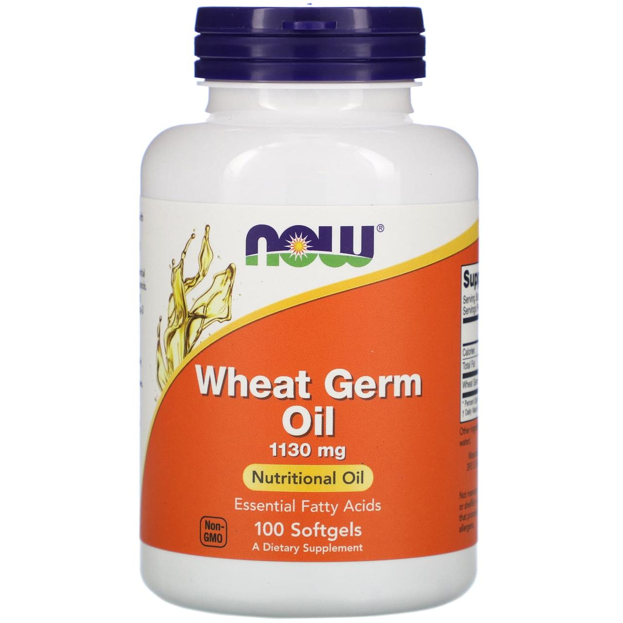 Масло зародків пшениці, Wheat Germ Oil, Now Foods, 1130 мг, 100 гелевих капсул yY., фото 1