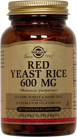 Червоний дріжджовий рис, Red Yeast Rice, Solgar, 600 мг, 60 вегетаріанських капсул yY.