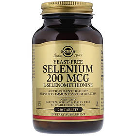 Селен, Selenium, Solgar, без дріжджів, 200 мкг, 250 таблеток yY.