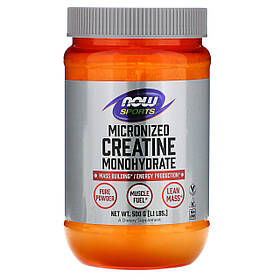 Креатин моногідрат, Micronized Creatine Monohydrate, Now Foods, Sports, мікронізований, 500 г yY.