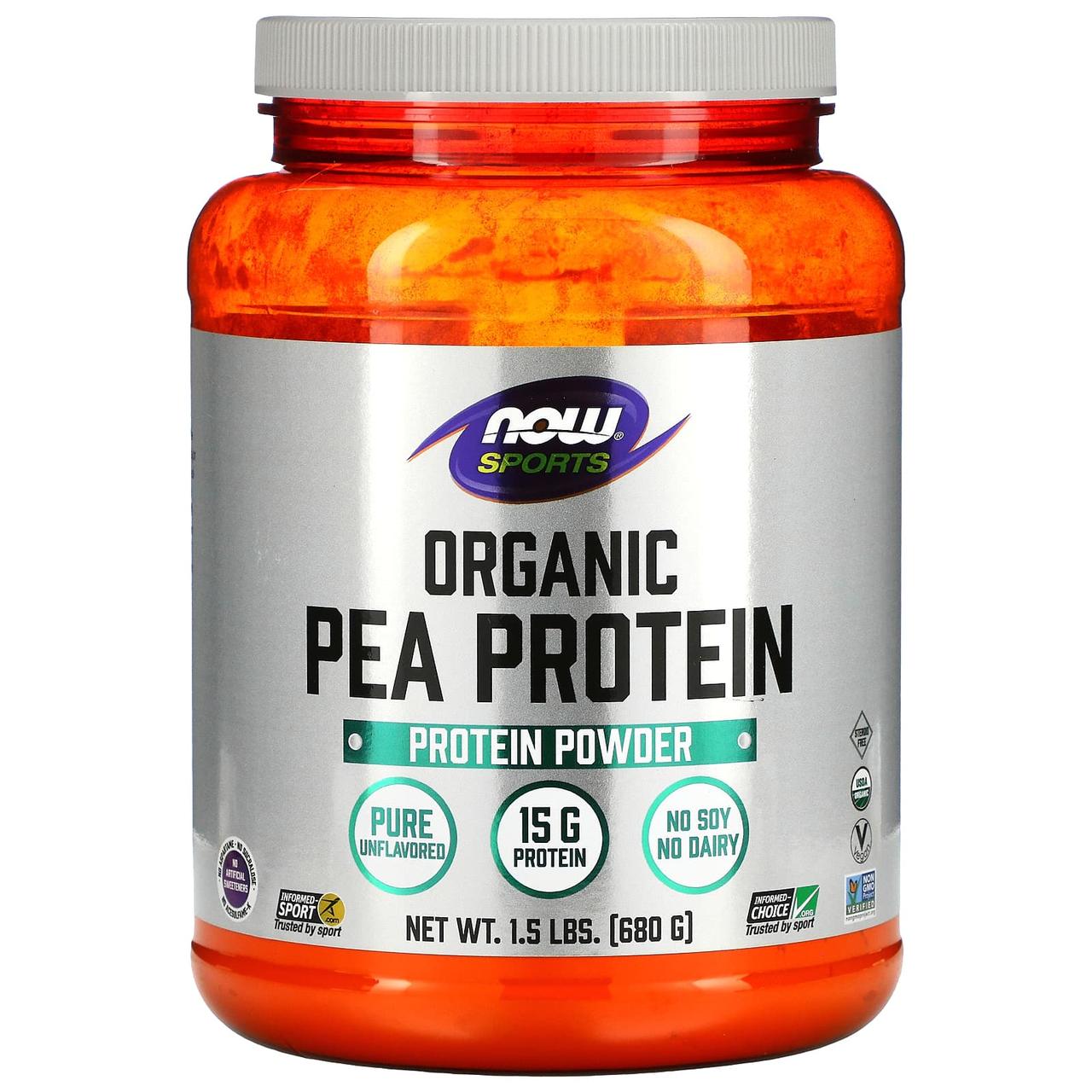 Гороховий протеїн, Organic Pea Protein, Now Foods, органік, порошок, без смаку, 680 г yY., фото 1