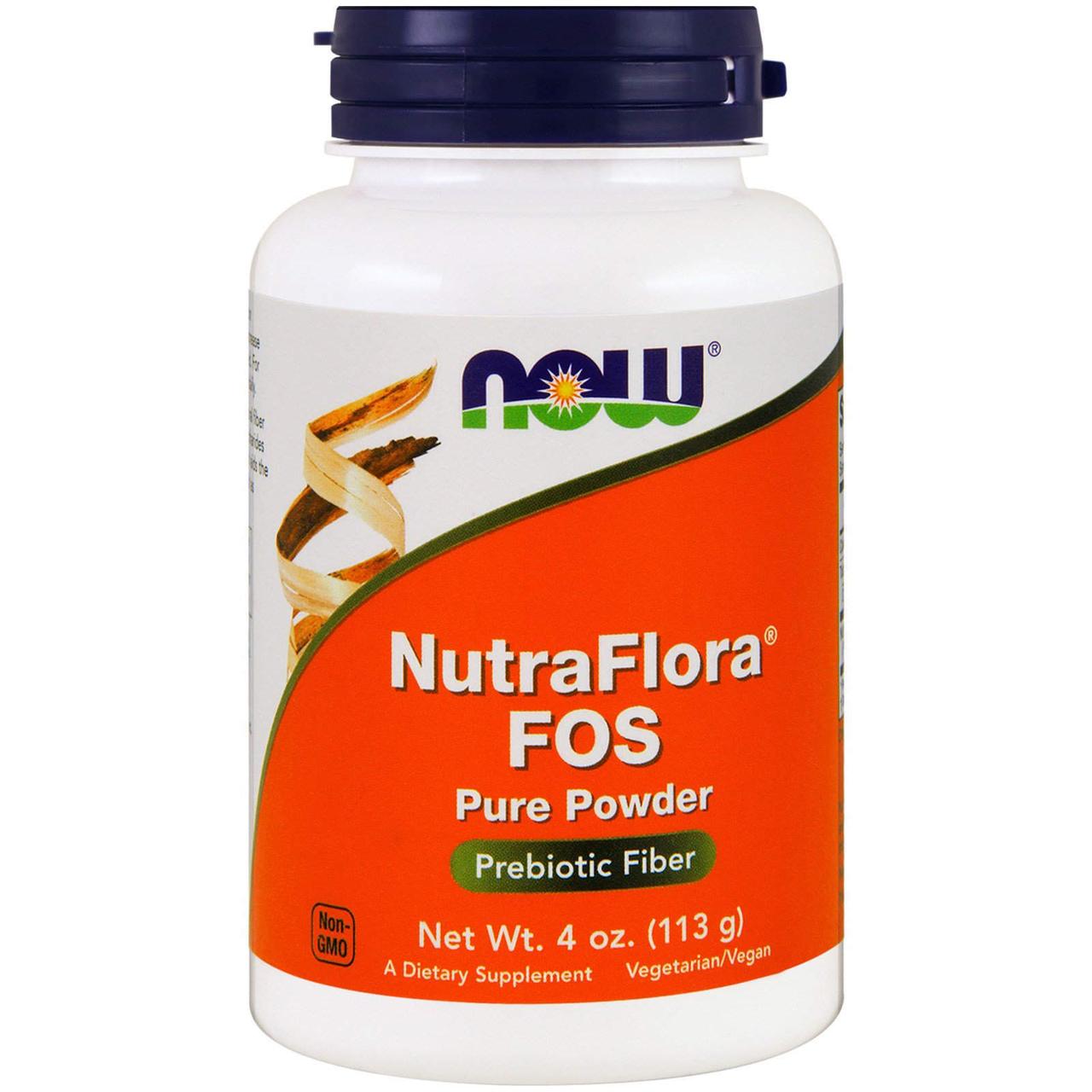Фруктоолігосахариди, NutraFlora FOS, Now Foods, чистий порошок, 113 грам yY., фото 1