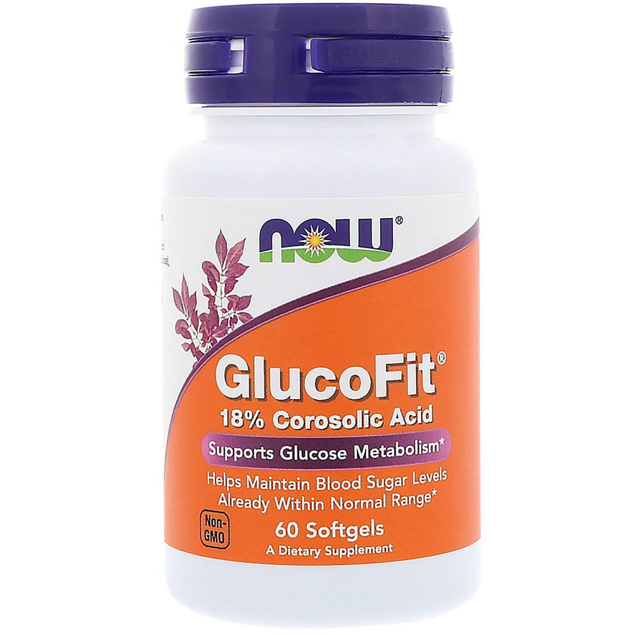 Контроль цукру, GlucoFit, Now Foods, коросолова кислота, 60 гелевих капсул yY., фото 1