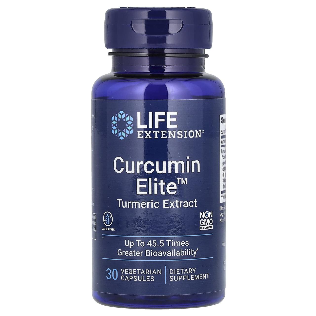 Екстракт куркуми, Curcumin Elite Turmeric Extract, Life Extension, 30 вегетаріанських капсул yY., фото 1