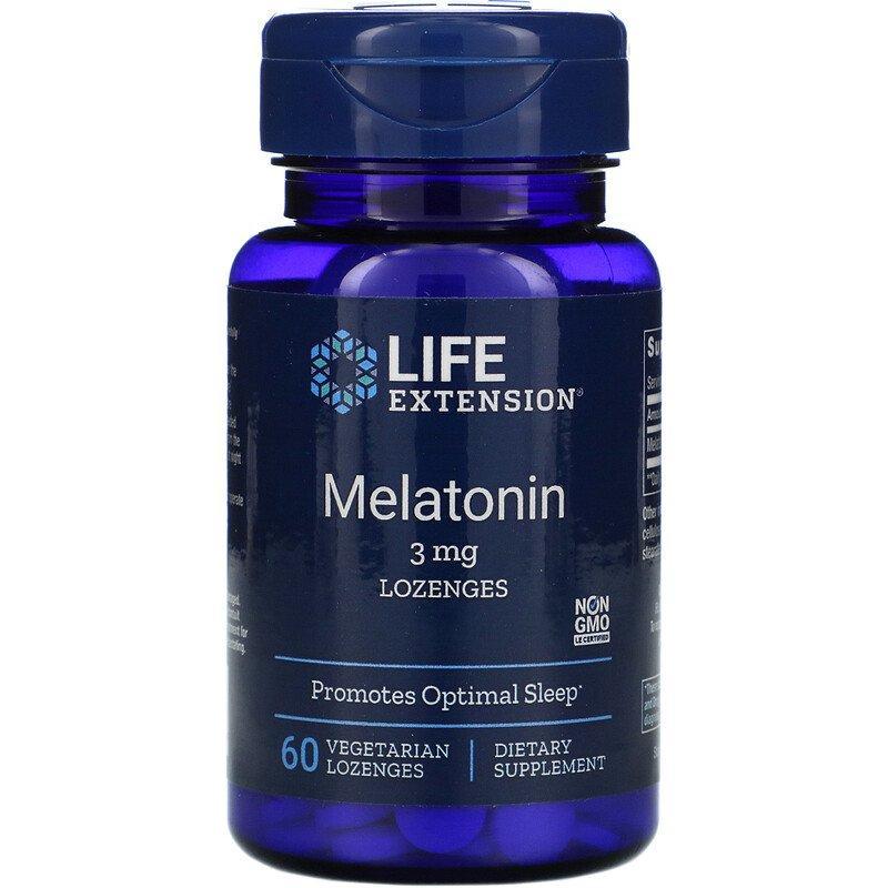 Мелатонін, Melatonin, Life Extension, 3 мг, 60 льодяників yY., фото 1