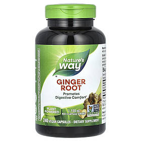Корінь імбиру (Ginger Root), Nature's Way, 1100 мг, 240 веганських капсул (550 мг на капсулу) yY.