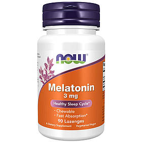 Мелатонін, Melatonin, Now Foods, 3 мг, 90 льодяників yY.
