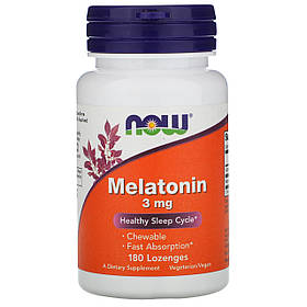 Мелатонін, Melatonin, Now Foods, 3 мг, 180 льодяників yY.