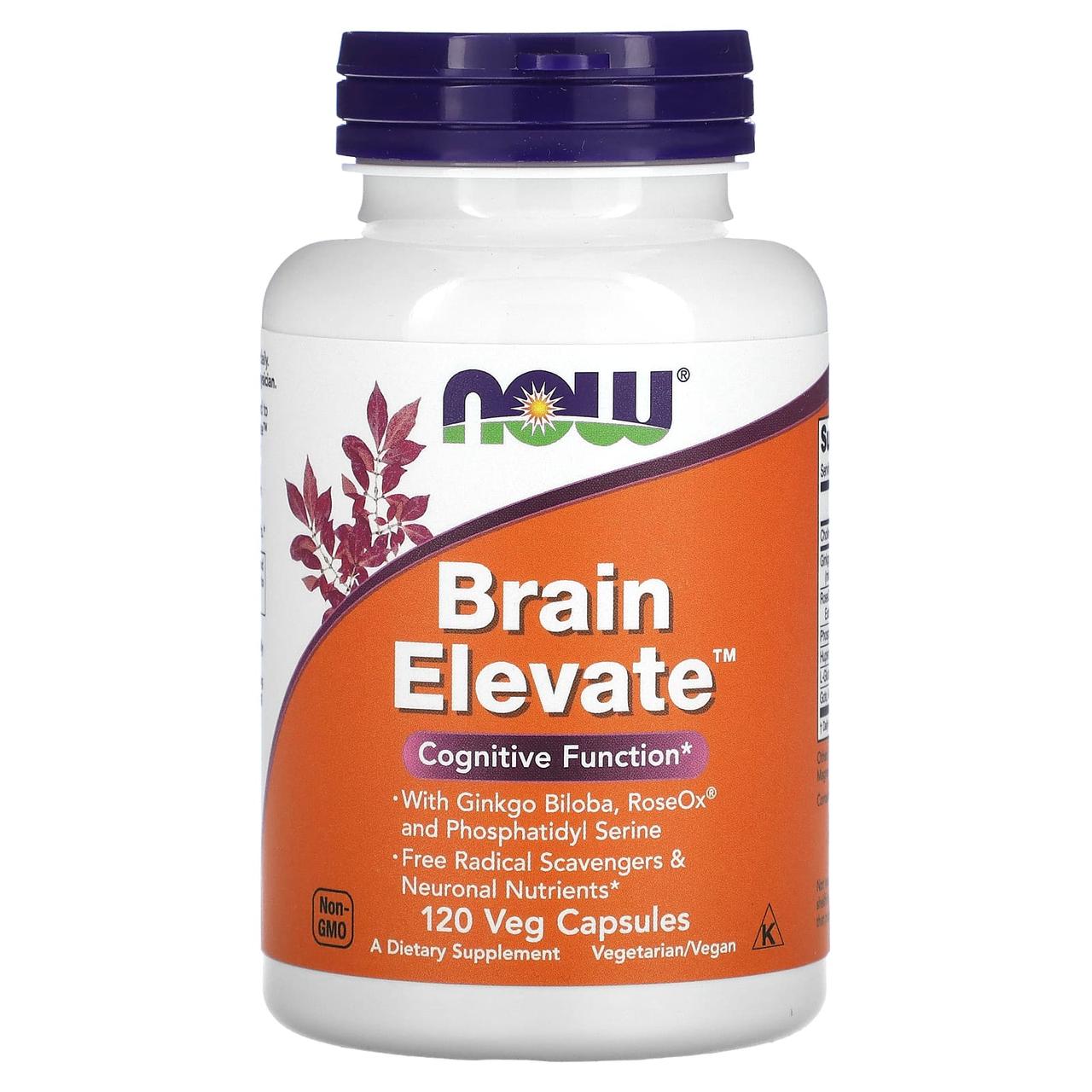 Вітаміни для пам'яті, Brain Elevate, Now Foods, 120 вегетаріанських капсул yY., фото 1