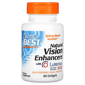 Вітаміни для очей, лютемакс, Natural Vision Enhancers with Lutemax 2020, Doctor's Best, 60 капсул yY.