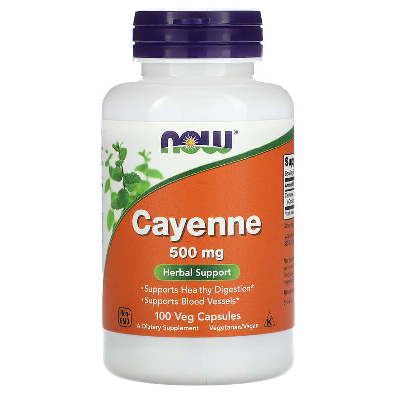 Каєнський перець, Cayenne, Now Foods, 500 мг, 100 вегетаріанських капсул yY., фото 1