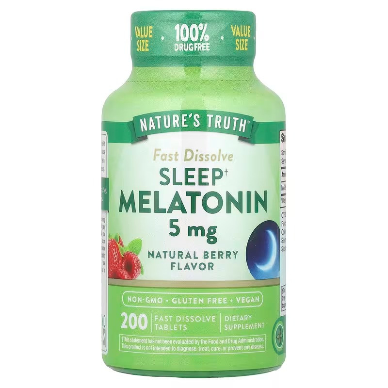 Мелатонін для сну, Sleep Melatonin, Nature's Truth, смак ягід, 5 мг, 200 швидкорозчинних таблеток yY., фото 1