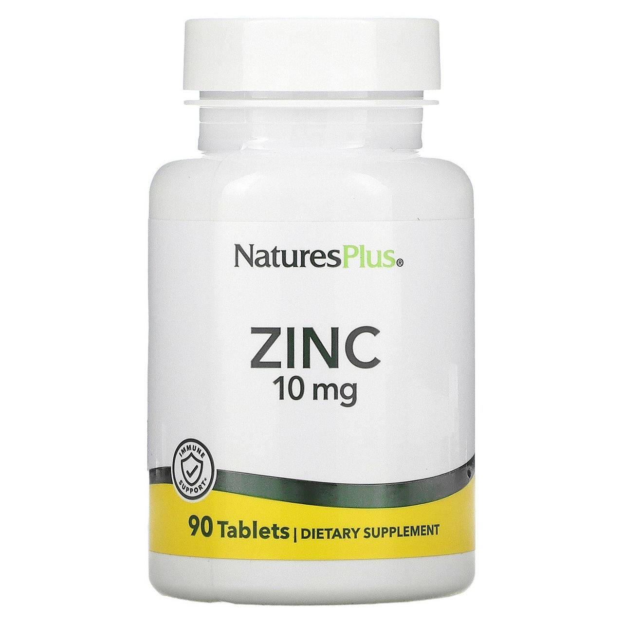 Цинк в таблетках, Zinc, Nature's Plus, 10 мг, 90 таблеток yY., фото 1