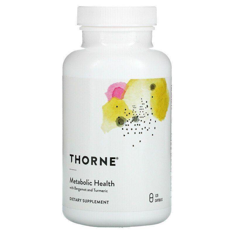 Підтримка метаболізму, Metabolic Health, Thorne, з бергамотом та куркумою, 120 капсул yY., фото 1