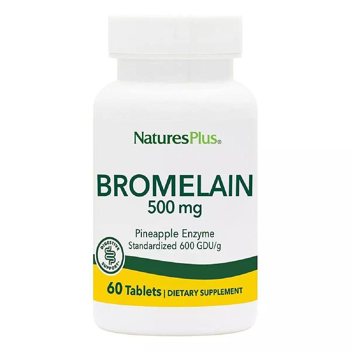 Бромелайн, Bromelain, Nature's Plus, 500 мг, 60 таблеток yY., фото 1