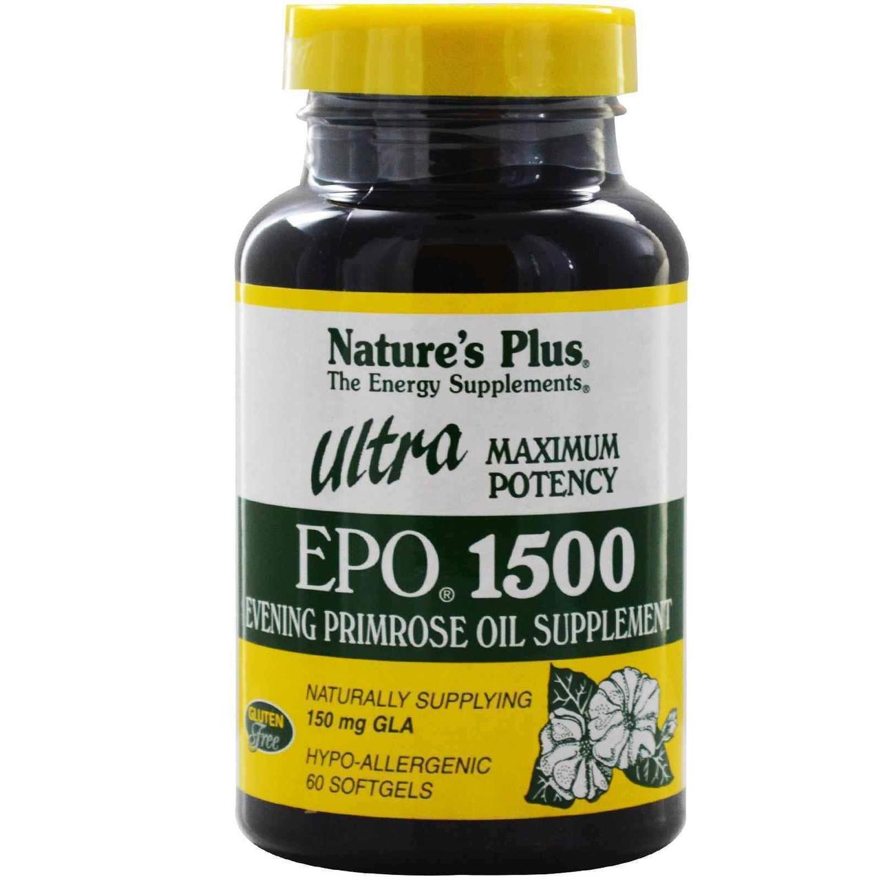Олія вечірньої примули (Ultra EPO 1500), Nature's Plus, максимальна потужність, 60 капсул yY., фото 1