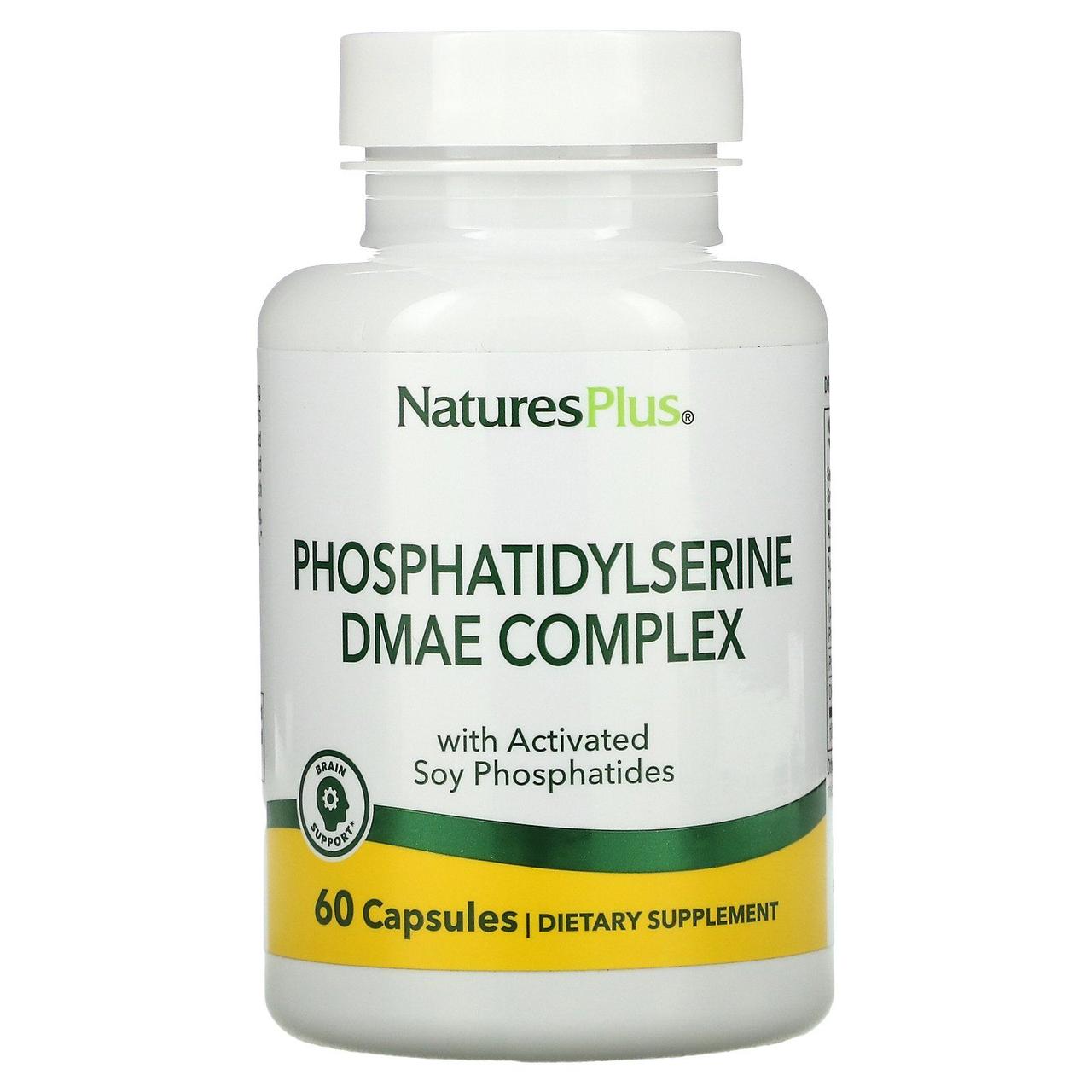 Фосфатидилсерин і ДМАЕ, Phosphatidylserine DMAE, Nature's Plus, комплекс, 60 капсул yY., фото 1