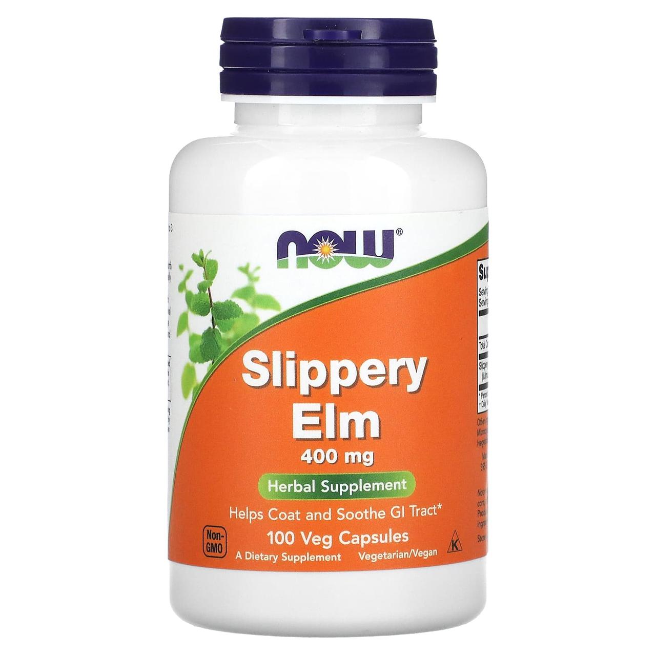 Слизький в'яз (Slippery Elm), Now Foods, 400 мг, 100 вегетаріанських капсул yY., фото 1