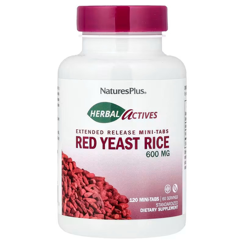 Червоний дріжджовий рис, Red Yeast Rice, Nature's Plus, Herbal Actives, 120 міні-таблеток (300 мг на таблетку) yY., фото 1