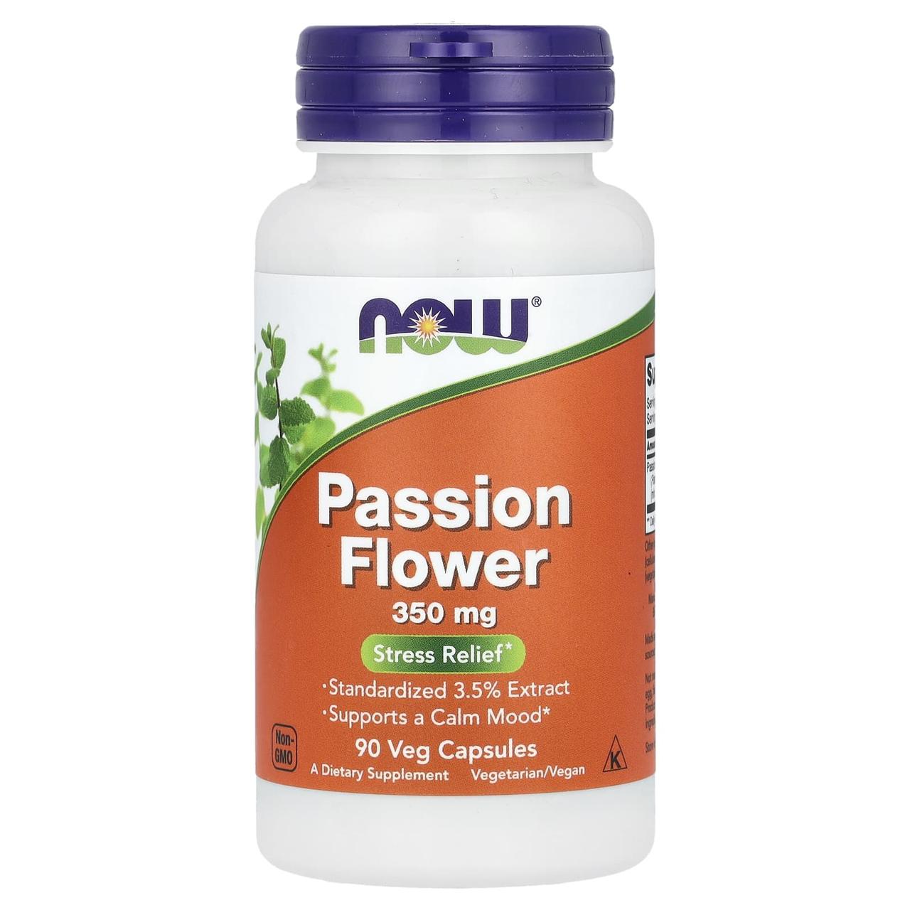 Страстоцвіт (екстракт квітів), Passion Flower, Now Foods, 350 мг, 90 вегетаріанських капсул yY., фото 1
