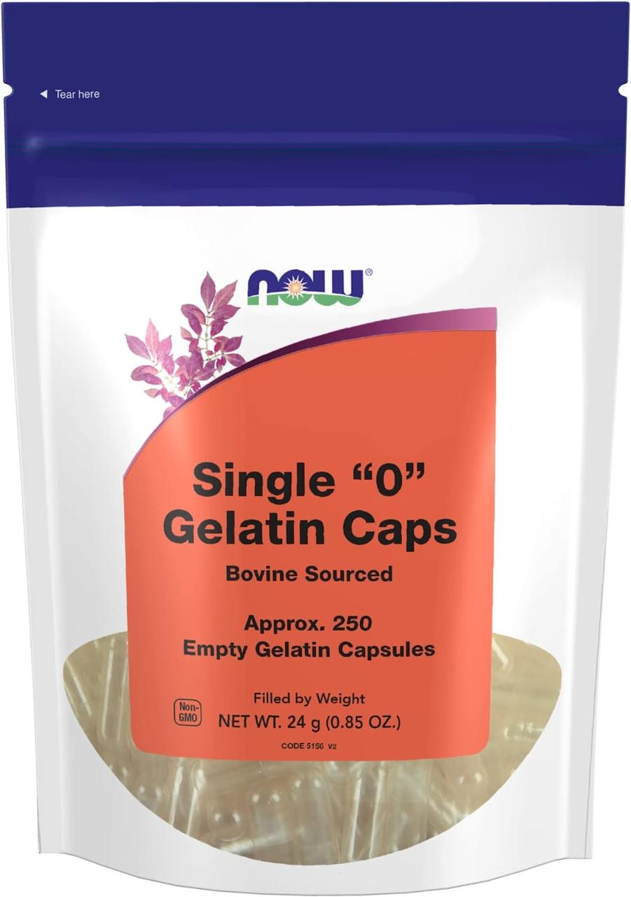 Порожні капсули "0", Single "0" Gelatin Caps, Now Foods, 250 порожніх желатинових капсул (24 г) yY., фото 1