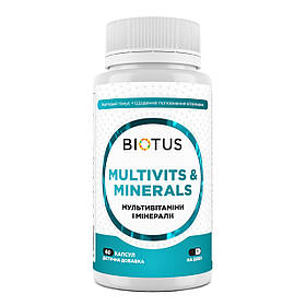 Мультивітаміни та мінерали, Multivits & Minerals, Biotus, 60 капсул yY.