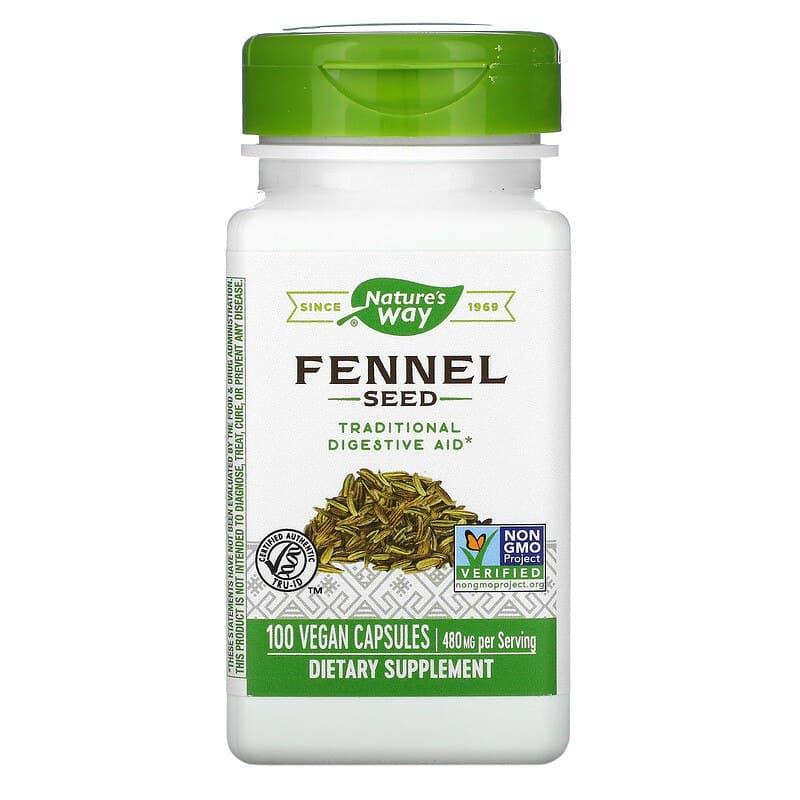 Фенхель, Fennel Seed, Nature's Way, насіння, 480 мг, 100 веганських капсул yY., фото 1