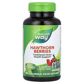 Глід, Hawthorn Berries, Nature's Way, ягоди, 1080 мг, 180 веганських капсул (360 мг у капсулі) yY.
