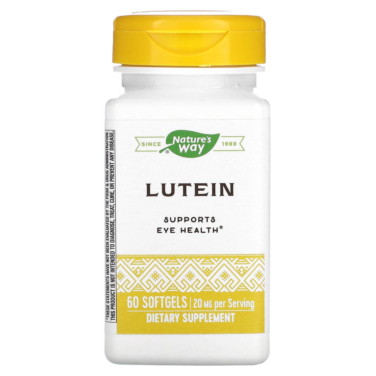 Лютеїн, Lutein, Nature's Way, 20 мг, 60 гелевих капсул yY., фото 1
