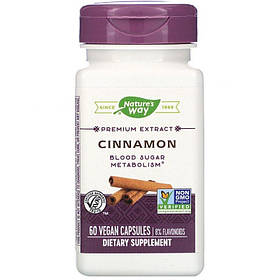 Екстракт кориці, Cinnamon, Nature's Way, стандартизований, 60 капсул yY.