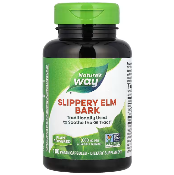 Слизький в'яз (Slippery Elm Bark), Nature's Way, 1600 мг, 100 веганських капсул (400 мг на капсулу) yY., фото 1
