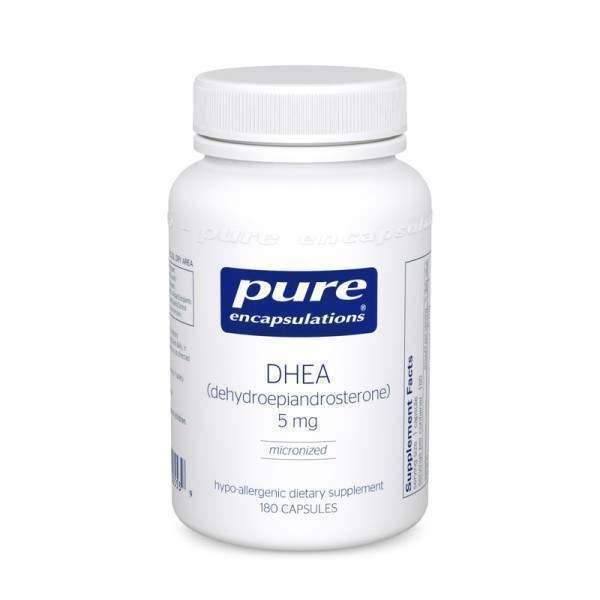 ДГЕА, DHEA, Pure Encapsulations, підтримка імунітету, спалювання жиру, гормонального балансу та емоційного благополуччя, 5 мг, 180, фото 1