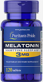 Мелатонін, Melatonin, Puritan's Pride, 3 мг, 120 таблеток yY.