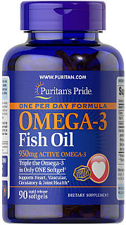 Омега-3 риб'ячий жир, Omega-3 Fish Oil, Puritan's Pride, 1400 мг (950 мг активного омега-3), 90 капсул yY.