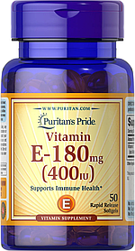 Вітамін Е, Vitamin E, Puritan's Pride, 180 мг (400 МО), 50 гелевих капсул yY.