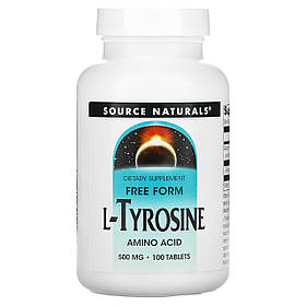 Тирозин, L-Tyrosine, Source Naturals, 500 мг, 100 таблеток yY.