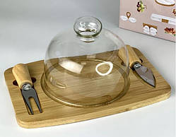 Дошка сирна Оленс 4 предмети d13,5 см 26х17,3 см дерево (102-1259)