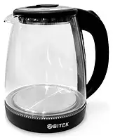 Електрочайник Voltronic BT-3110 Black скляний, LED підсвічування, 1.8 л, 2400 Вт