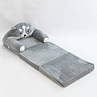 Дитяче крісло 3в1 (крісло, іграшка, ліжко) 50х38х40см, Хаски / Плюшеве крісло розкладне / М'яке крісло трансформер для дітей, фото 9