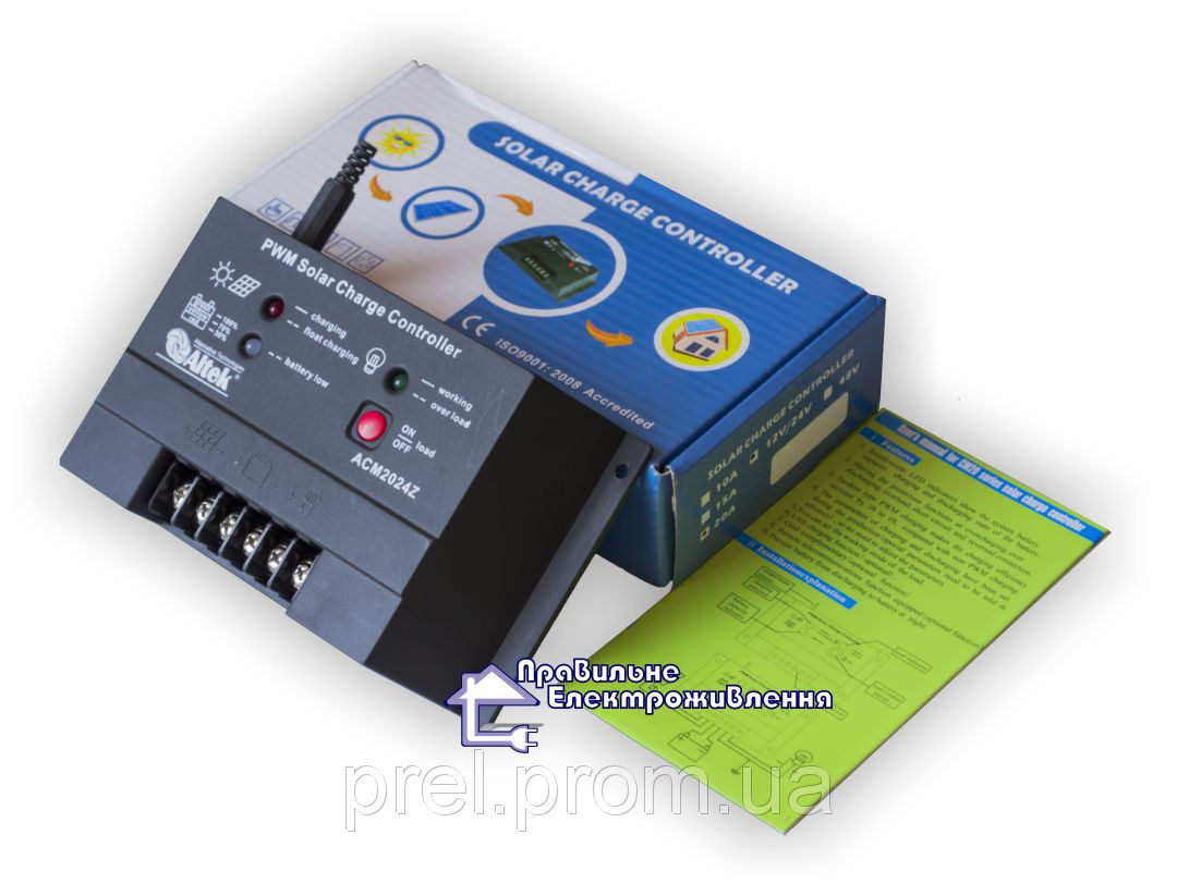 Контролер заряду ACM2024 12-24В, 20А для сонячних фотомодулів