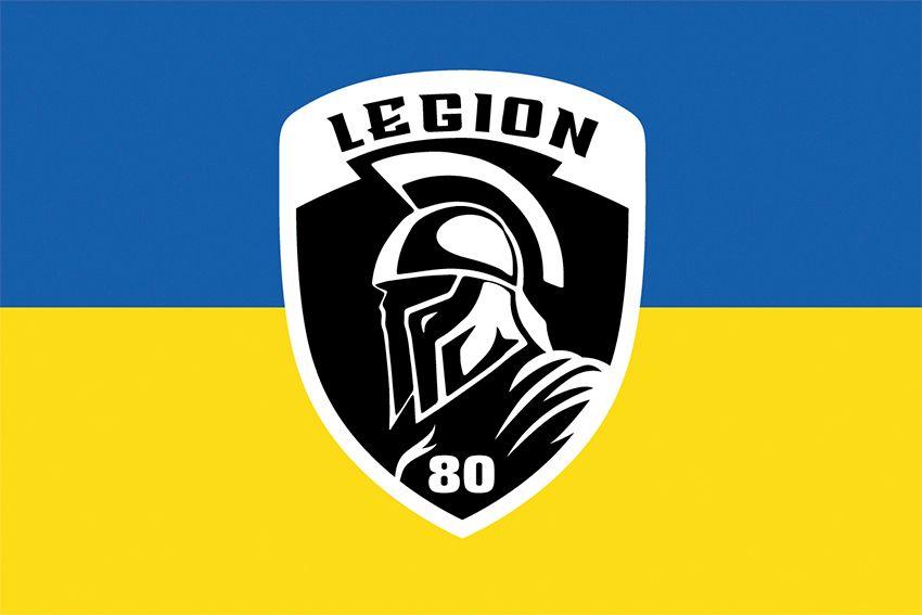 Флаг 4 АэМБ 80 ОДШБр ДШВ ВСУ сине-желтый, фото 1
