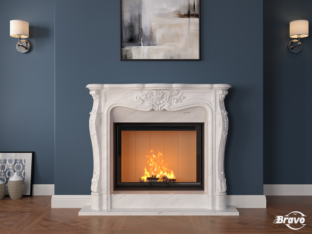 Камінний портал (обличчя) Вірджинія із мармуру Volakas