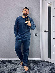 Чоловіча махрова піжама синього кольору