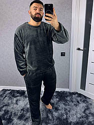 Чоловіча махрова піжама графітового кольору