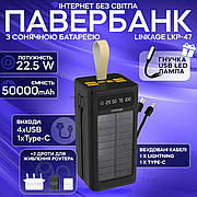 Повербанк для роутера Linkage LKP-47 50000mAh комплект Powerbank з сонячною панеллю + 2 шт юсб дроти для вай фай роутера на 9/12V