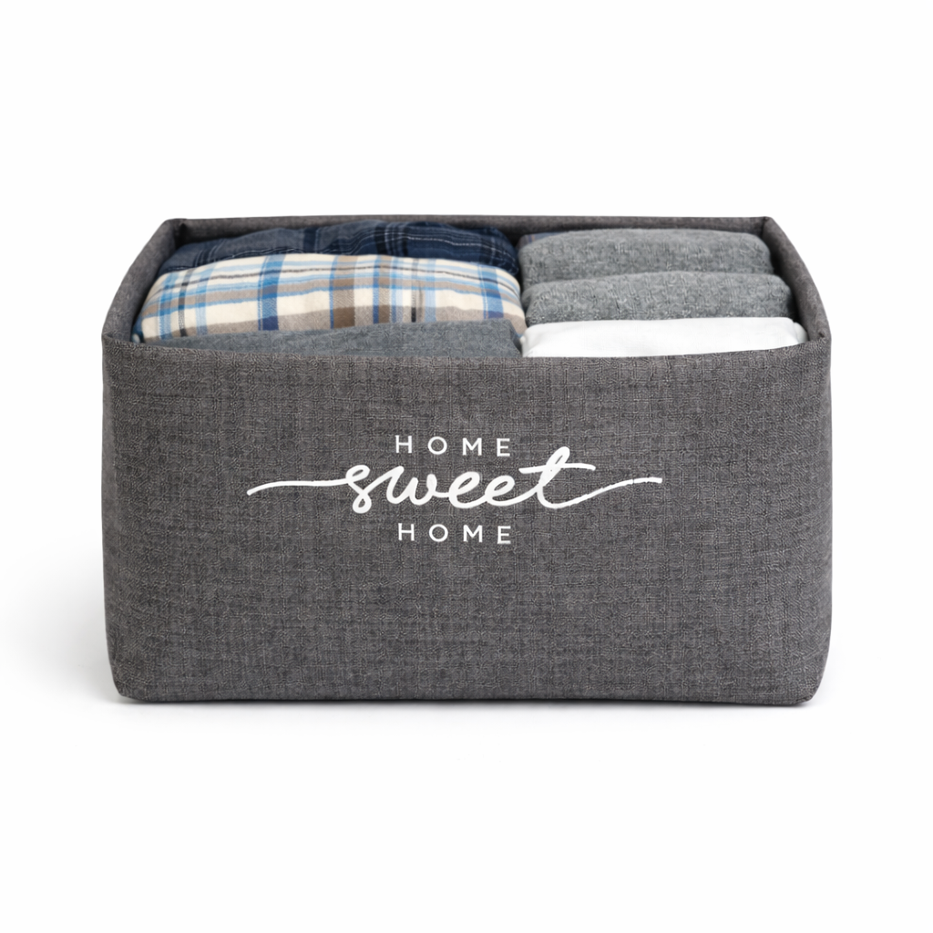 Кошик ORGANIZE з оксфорду для зберігання речей "SWEET HOME" у розмірі M (сірий), фото 1