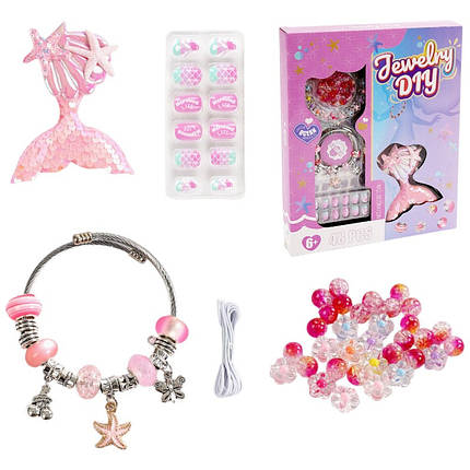 Набір прикрас для дівчинки (браслет, заколка, накладні нігті, намистини, в коробці) PX 66092, фото 1