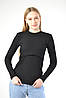 Лонгслів для вагітних і годуючих мам у мʼякий рубчик з вовною (розміри: XS-XL) чорний, фото 2
